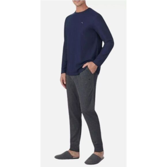 Tommy Bahama Mens 2-piece Relaxed Fit Lounge Set Sz M Dark Grey Blue Pajamas NWT - Picture 1 of 11